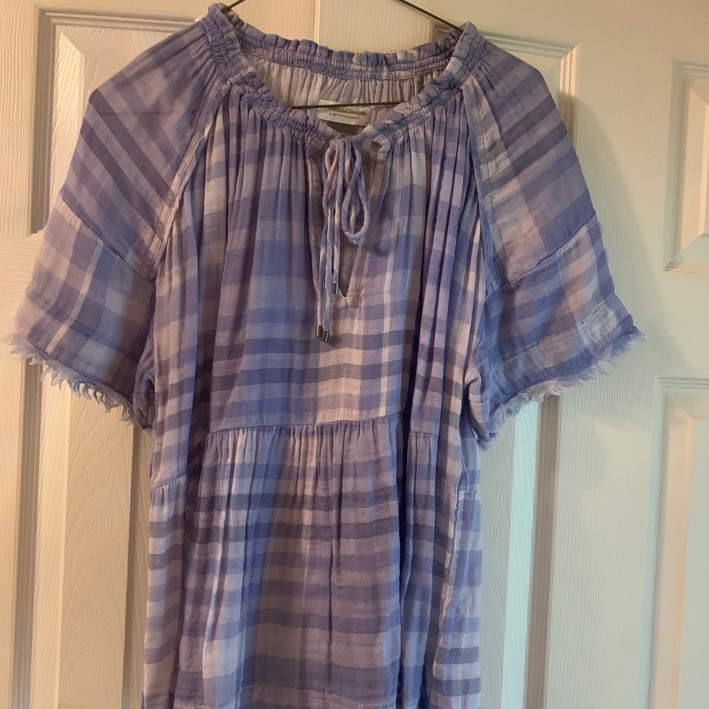 Anthropologie Pilcro and the Letterpress Gingham Baby Doll Top